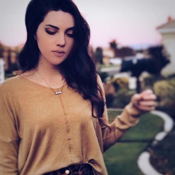 The Softest Rayon V-Neck Camel Knit Sweater - Picture 4 of 7